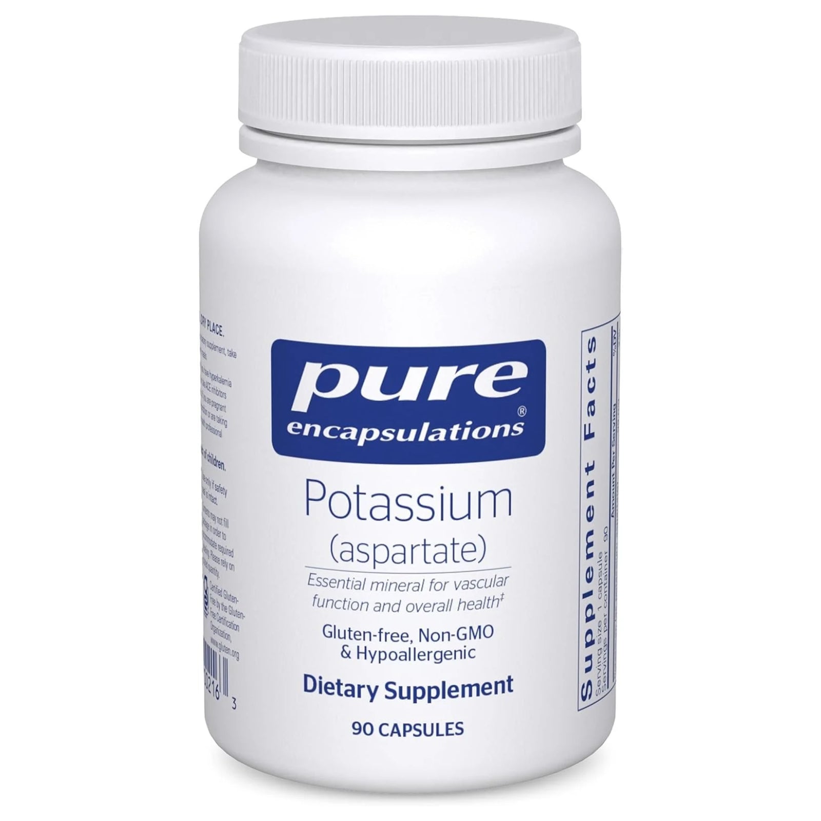 Pure Encapsulations, Potassium Aspartate, 90 Capsules UPC 766298002163 | Hilife Vitamins